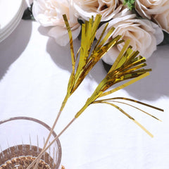 100-Pack Bamboo Cocktail Sticks Firework Cupcake Toppers Gold - Festive Foil Frills Food Picks 9"