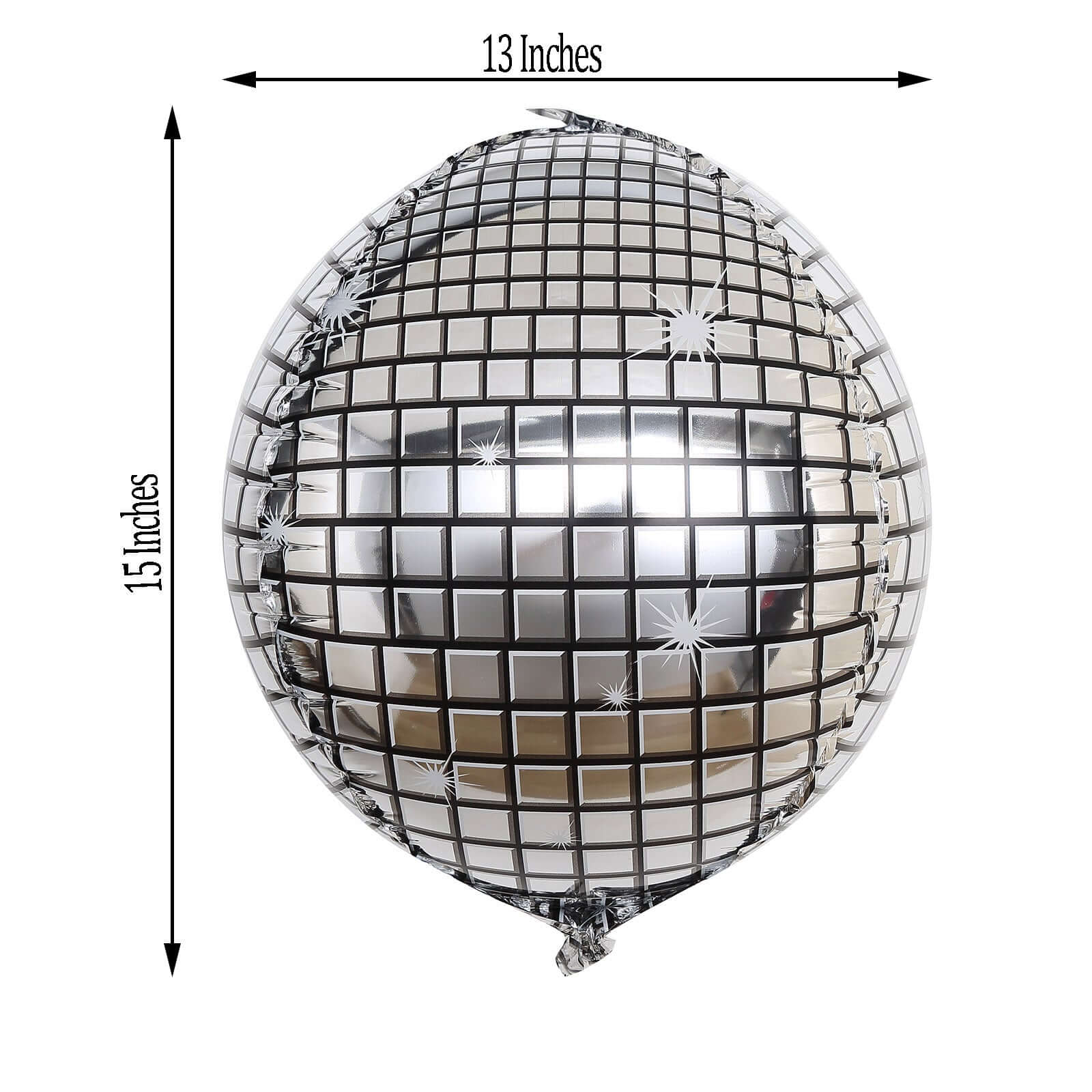 15" Mirrored Silver Disco Ball Mylar Reusable Foil Helium Air Balloon