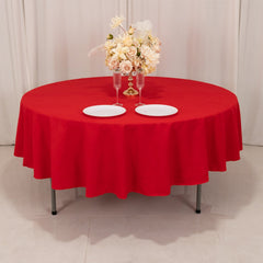 Cotton Blend 90" Round Tablecloth Red - Wrinkle-Resistant Table Cover