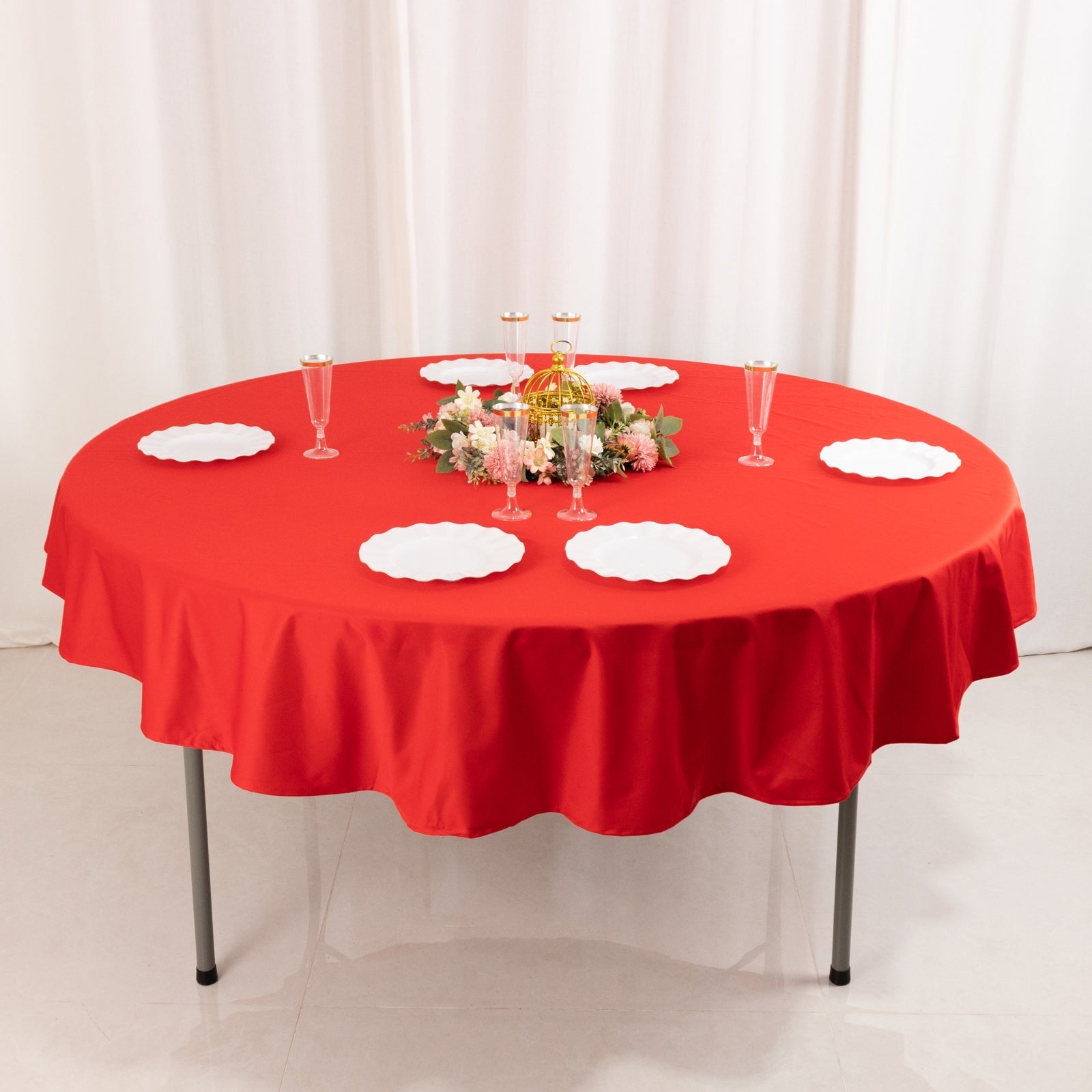 Scuba Round 70" Tablecloth Red - Wrinkle Free & Stain Resistant Table Cover