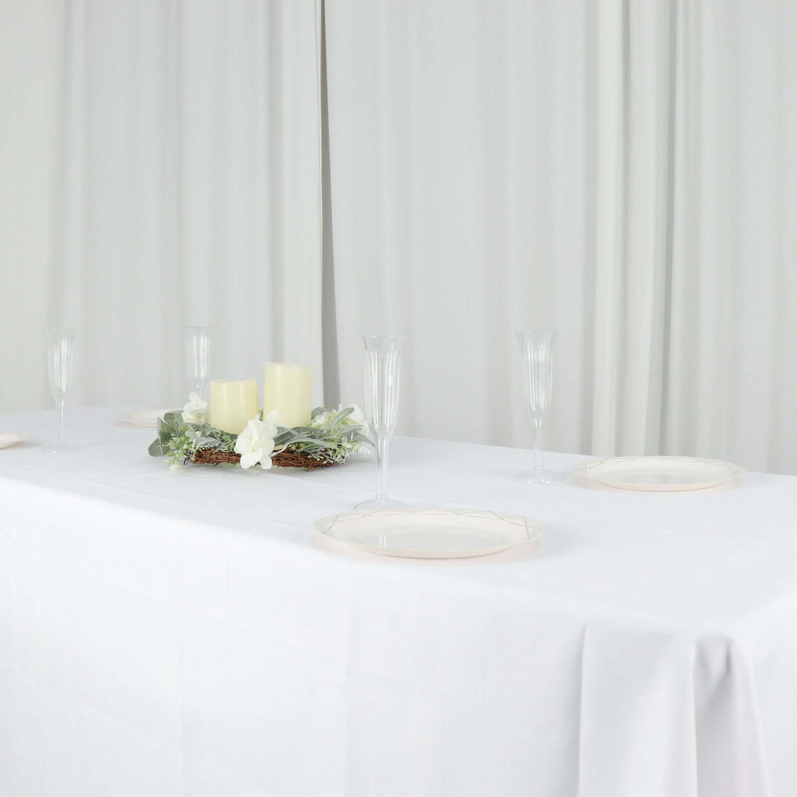 Polyester 60"x126" Rectangle Tablecloth White - Wrinkle-Resistant Table Cover for Weddings & Parties
