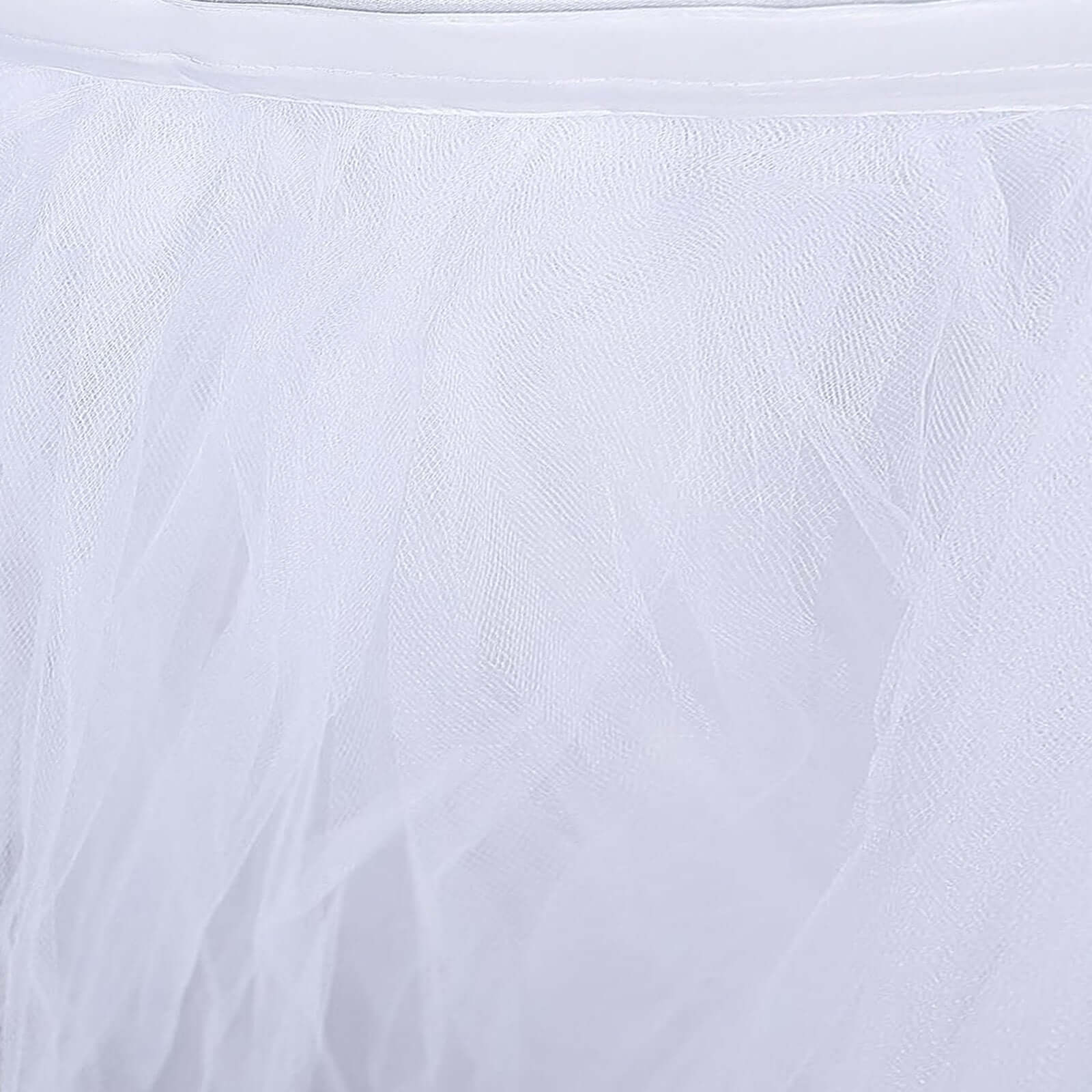 Tulle 14ft Table Skirt White - 4 Layer Pleated Tutu Chic & Soft Event Table Cover