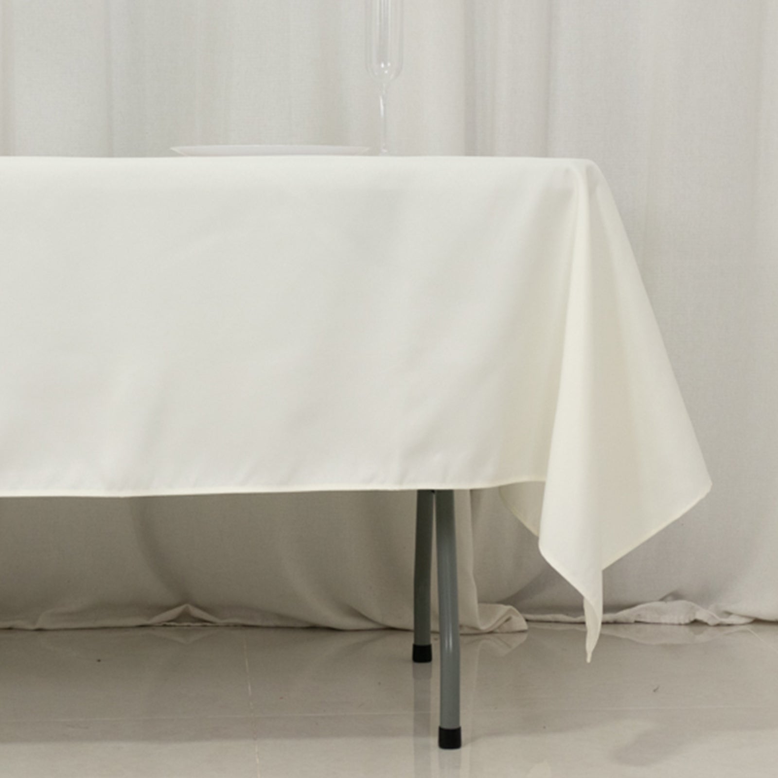 Fire Retardant Premium Polyester 60"x102" Rectangular Tablecloth Ivory - High-Performance Table Cover