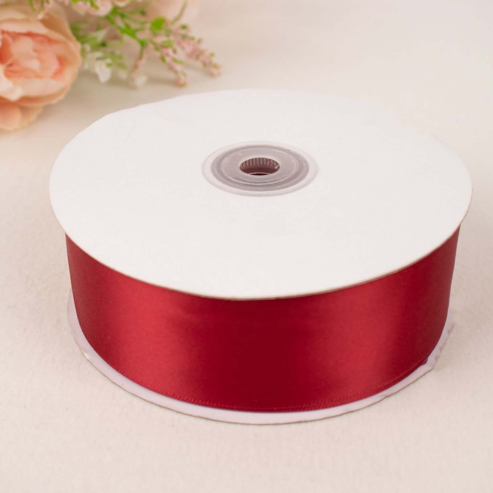 50 Yards 1.5" Burgundy Single Face Decorative Satin Ribbon