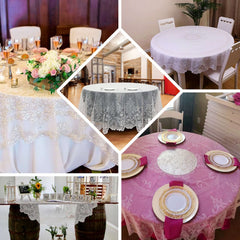 Lace 70" Round Tablecloth White - Premium Design for Intimate Table Settings