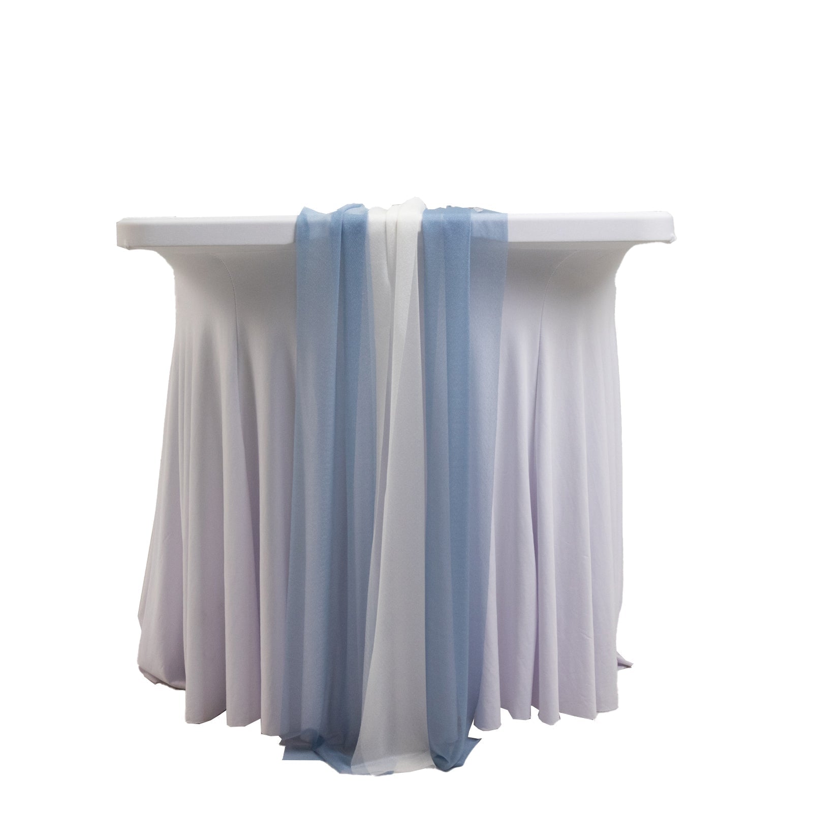 20-Pack 9ft Sheer Table Runners – Dusty Blue/Ivory Shimmer Sheer Drapes, Wrinkle-Free