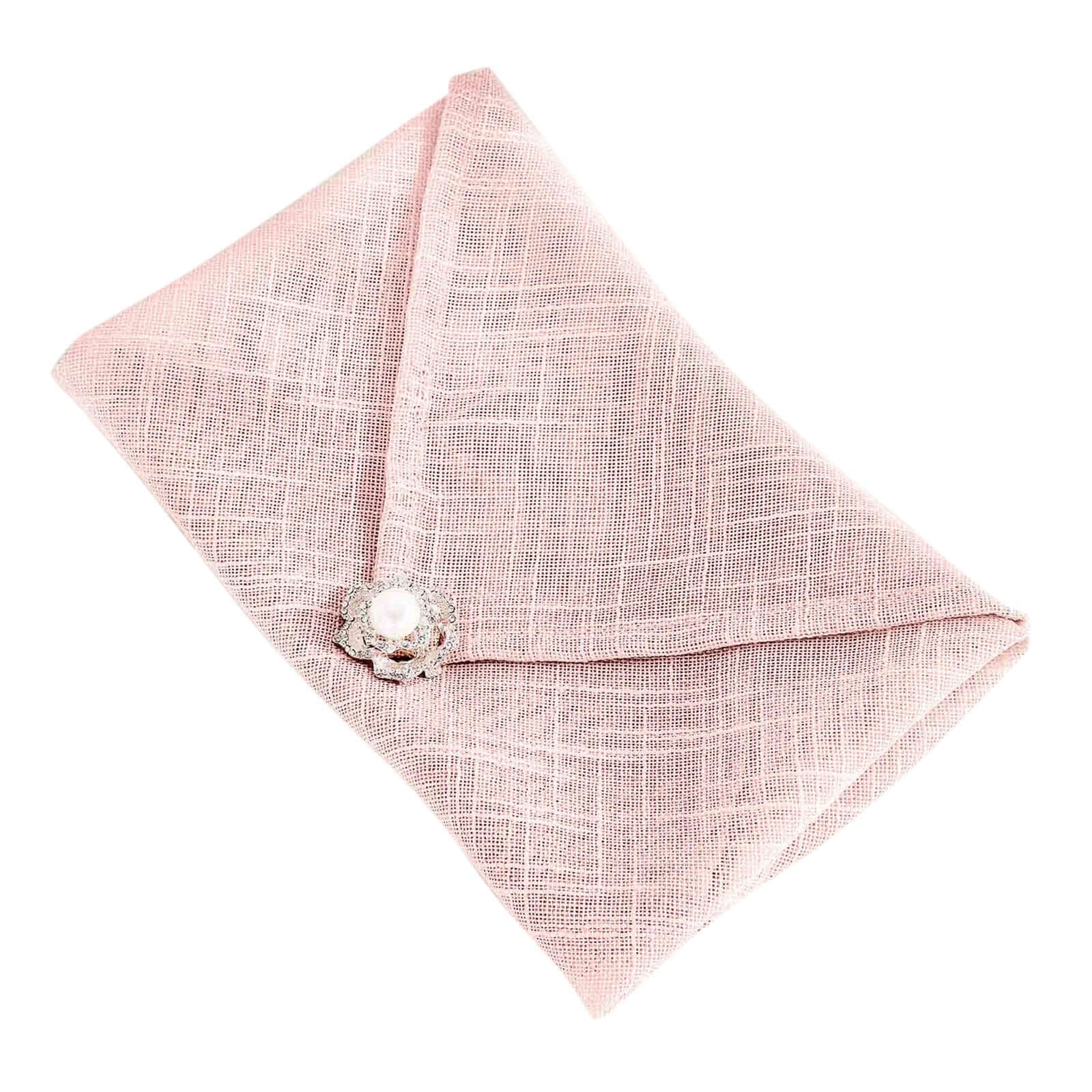 5 Pack Faux Linen 20"x20" Napkins Blush - Slubby Textured & Wrinkle Resistant Cloth Napkins