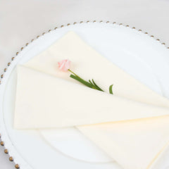 5 Pack Premium Polyester 20"x20" Napkins Ivory - Wrinkle-Resistant & Durable Dinner Napkins