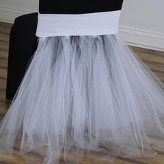 Spandex Chair Cover Skirt Tutu Style for Wedding Chairs White - Stylish Decor for Formal Events