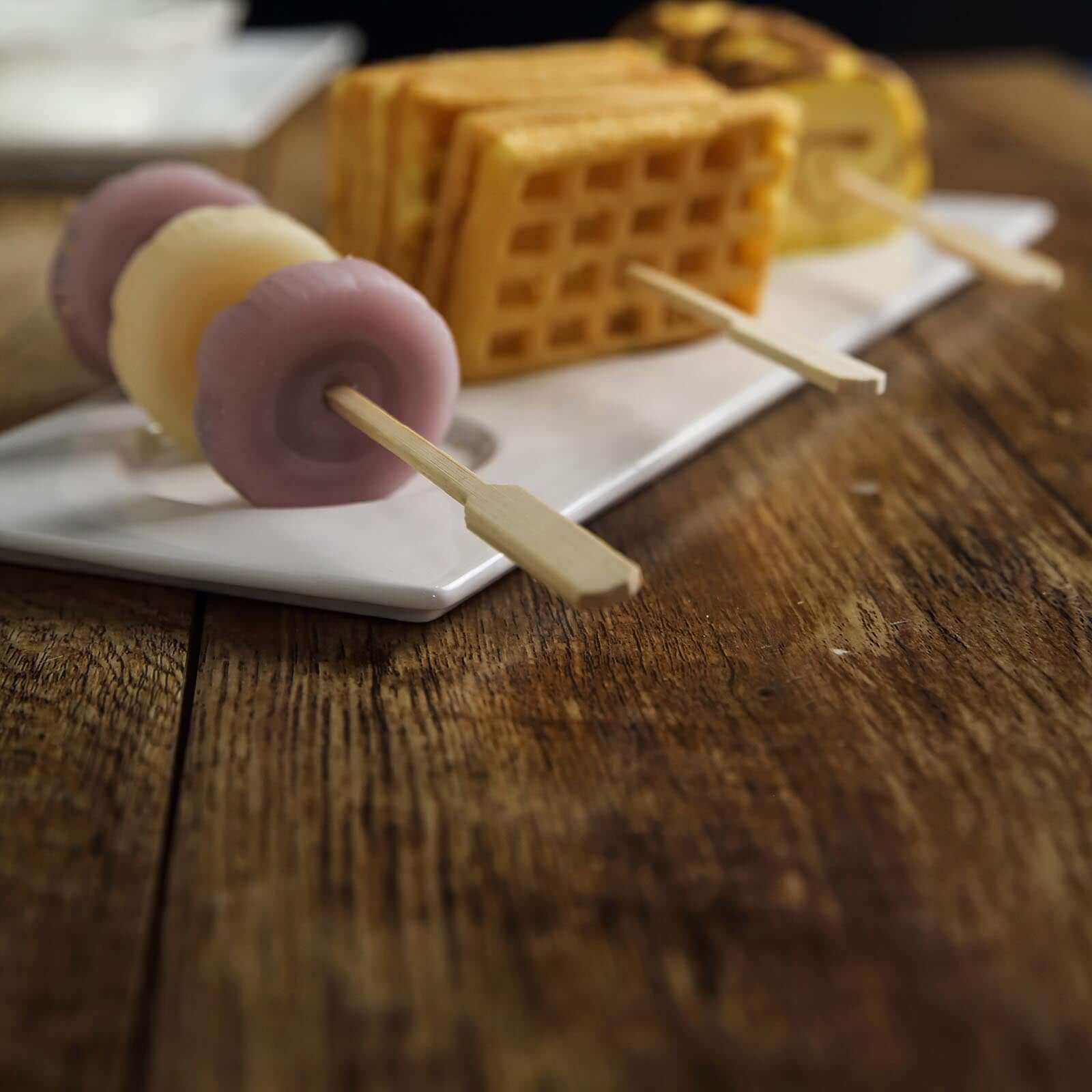 100-Pack Bamboo Cocktail Sticks Paddle Decorative Top Design - Eco Friendly Party Picks 10"