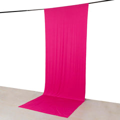 Fuchsia 4-Way Stretch Spandex Event Curtain Drapes, Wrinkle Free Backdrop Event Panel with Rod Pockets - 5ftx14ft