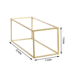 2-Pack Wedding Flower Stand Gold Metal Geometric Column Frame Rectangular - Versatile Floral Pedestal for Sophisticated Arrangements 32"