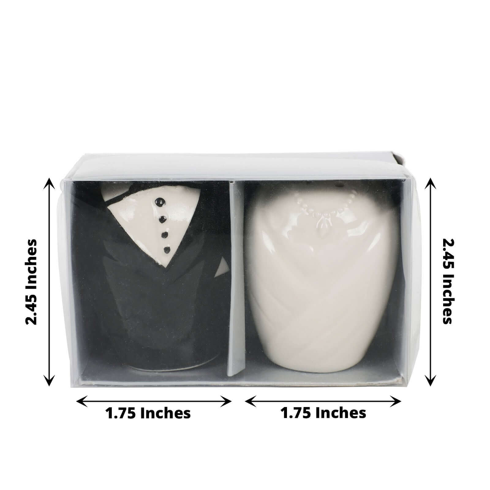 2.5" Bride Groom Ceramic Salt And Pepper Shaker Party Favors Set, Wedding Favors in Pre-Packed Gift Box