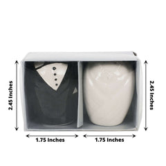 2.5" Bride Groom Ceramic Salt And Pepper Shaker Party Favors Set, Wedding Favors in Pre-Packed Gift Box