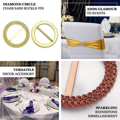 20 Pack Diamond Round Chair Sash Band Buckle Pins Terracotta (Rust) - Timeless Rhinestone Napkin Rings 2.5"