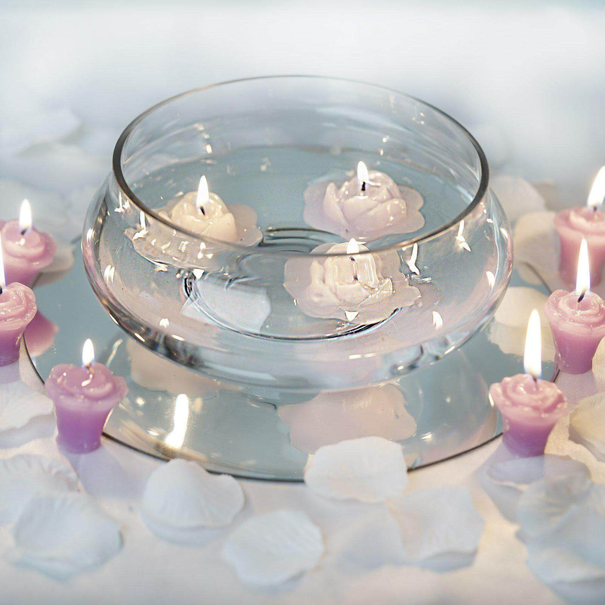 Glass Floating Candle Bowl Multi-Purpose Design - Table Centerpiece for Decor 7"