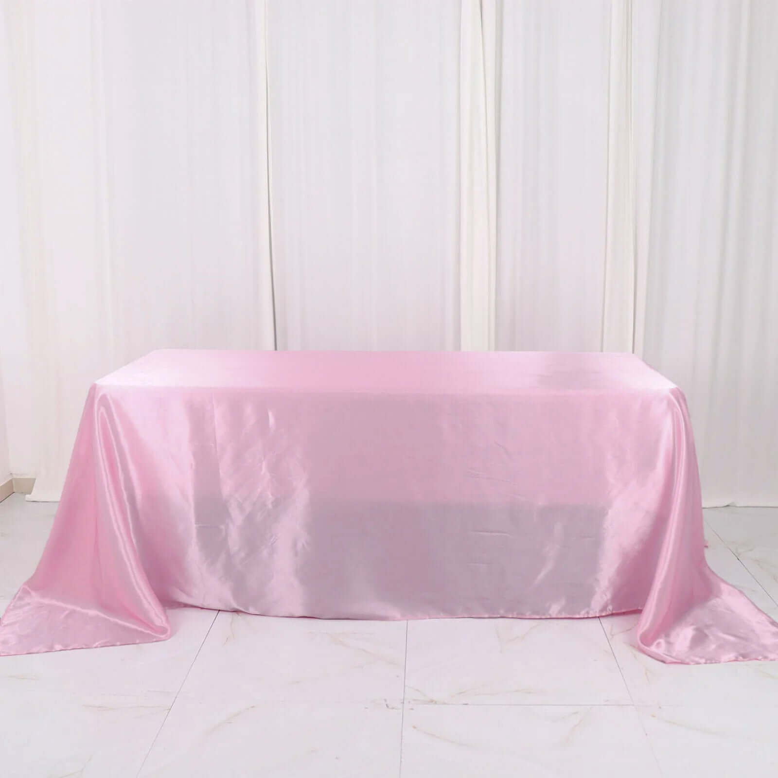 Satin Rectangular 90"x132" Tablecloth Pink - Seamless Table Cover