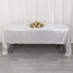 Sequin Dots Polyester 60"x126" Rectangle Tablecloth Shimmering Silver - Wrinkle Free & Sparkling Table Cover