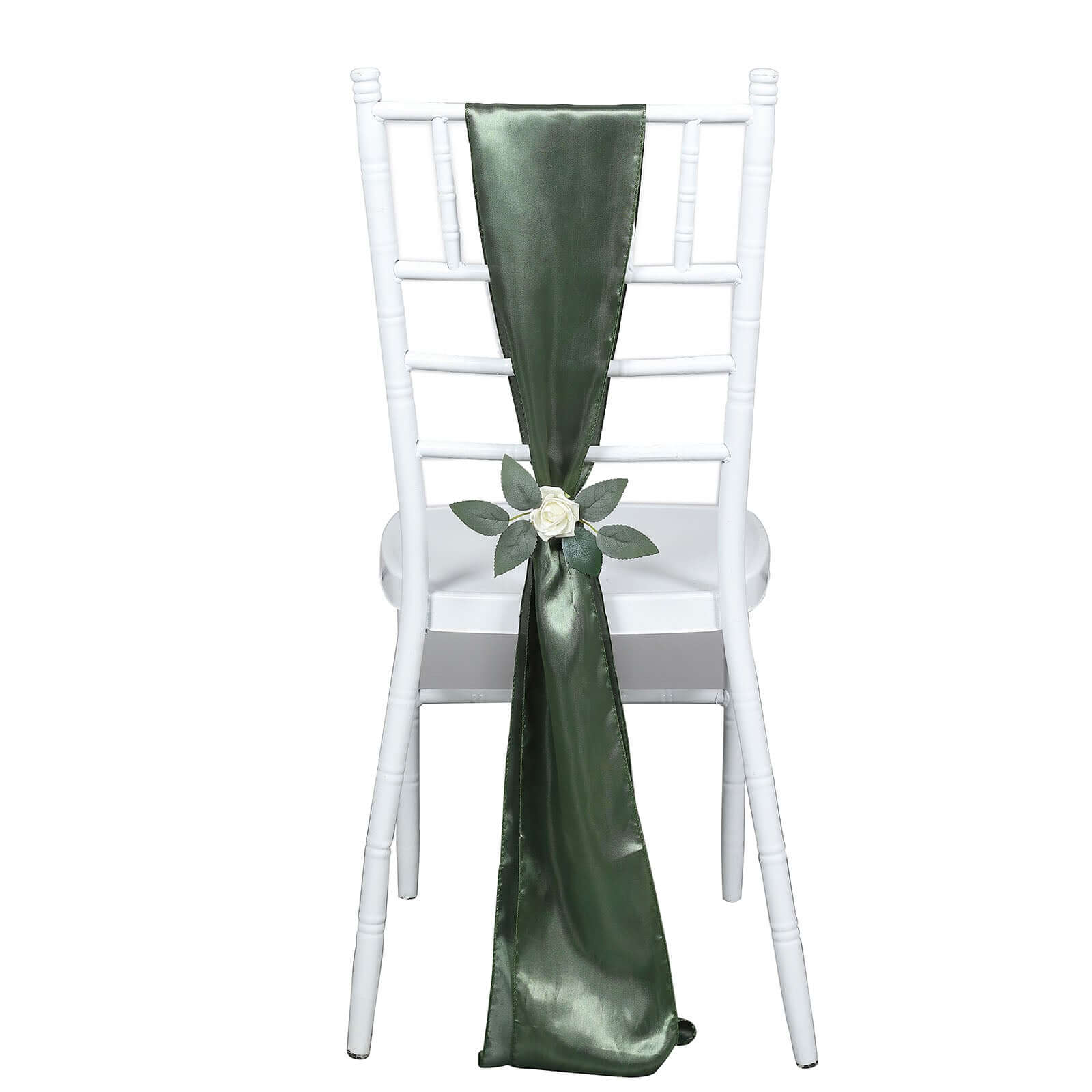 5 Pack Satin Chair Sashes Dusty Sage Green - Durable Chair Bows with Shiny Finish 6"x106"