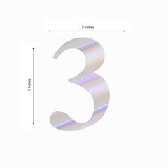 4-Pack Stickers Banner Custom 0-9 Number "3" Design Iridescent - Milestone Age and Date Stick-On Numbers 5"