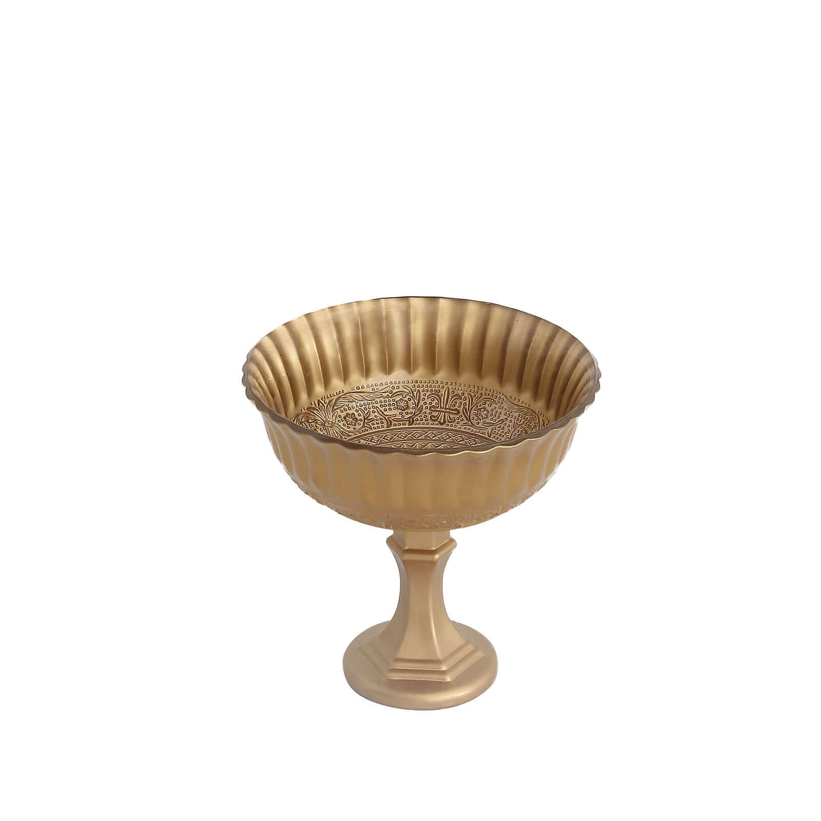 Glass Compote Floral Bowl Pedestal Vase Roman Style Gold - Antique Flower Vase for Sophisticated Event Décor 7"