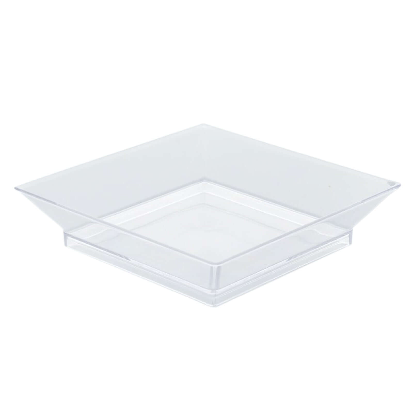 10-Pack Tapas Plates Sleek Square Design Clear - Plastic Disposable Plates for Parties 4"