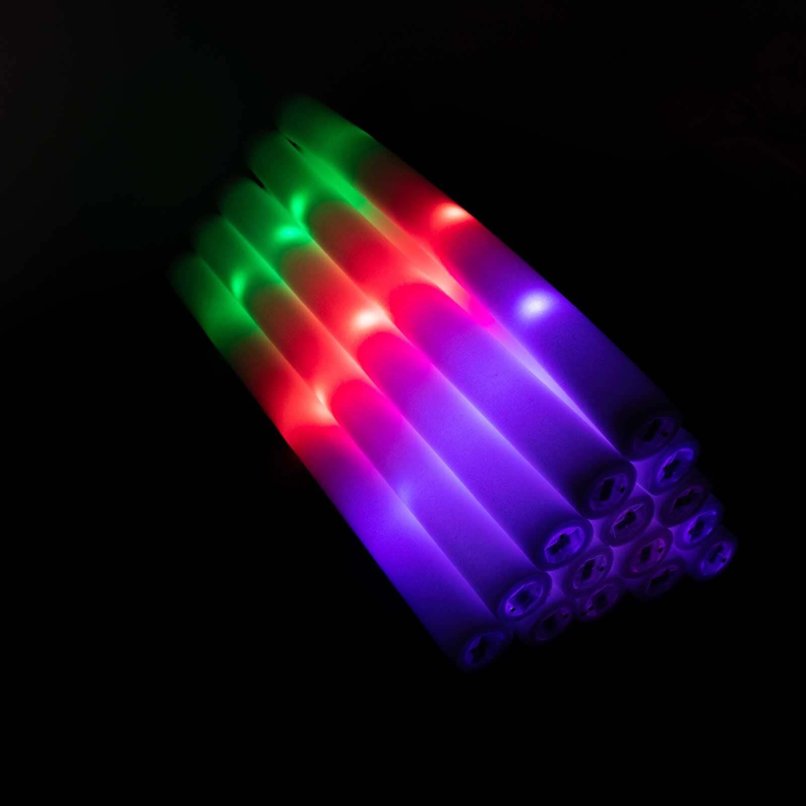 20 Pack Multicolor LED Foam Party Glow Sticks With 3 Flashing Modes, 19" Reusable Battery Operated Light Sticks