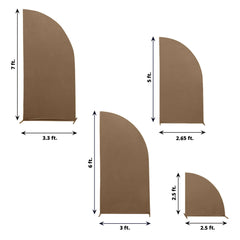 Set of 4 Matte Taupe Spandex Half Moon Chiara Backdrop Stand Covers, Custom Fitted Wedding Arch Covers - 2.5ft,5ft,6ft,7ft
