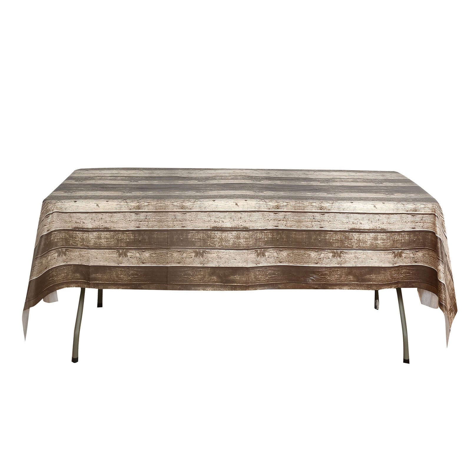 5-Pack Plastic Tablecloths Charcoal Gray Rectangle with Rustic Wooden Print - Stylish PVC Disposable Covers 52"x108"