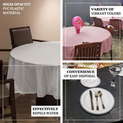 5-Pack Plastic Table Covers White Round - Durable PVC Disposable Tablecloths for Events 84"