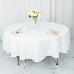 Fire Retardant Premium Polyester 90" Round Tablecloth White - Stylish High-Performance Table Cover for Large Gatherings