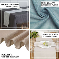 Faux Linen 12"x108" Table Runner Taupe - Slubby Textured & Wrinkle Resistant Table Decor