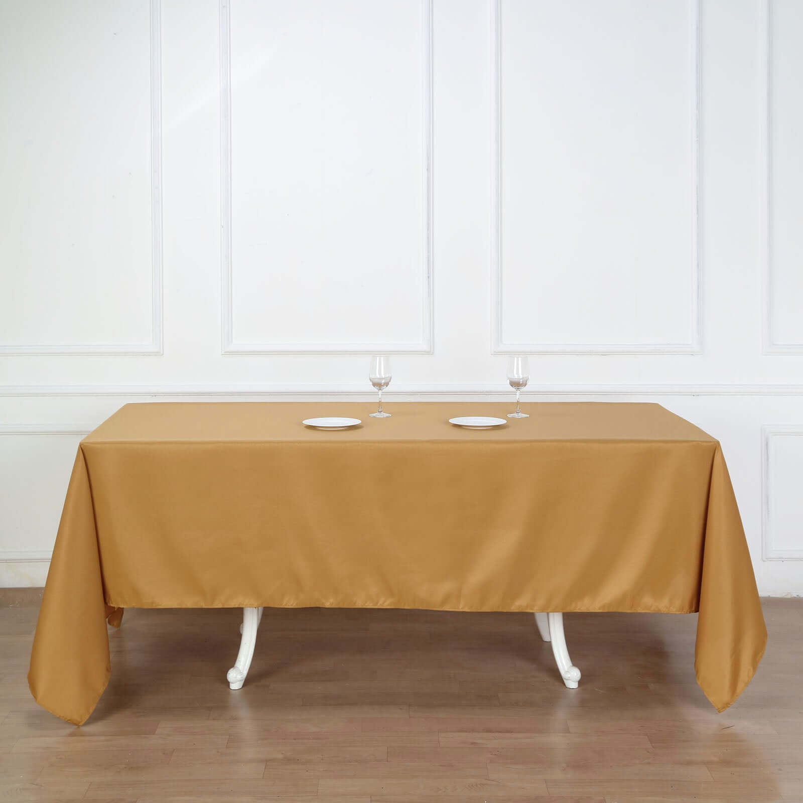 Polyester 72"x120" Rectangle Tablecloth Gold - Durable and Stylish for Events