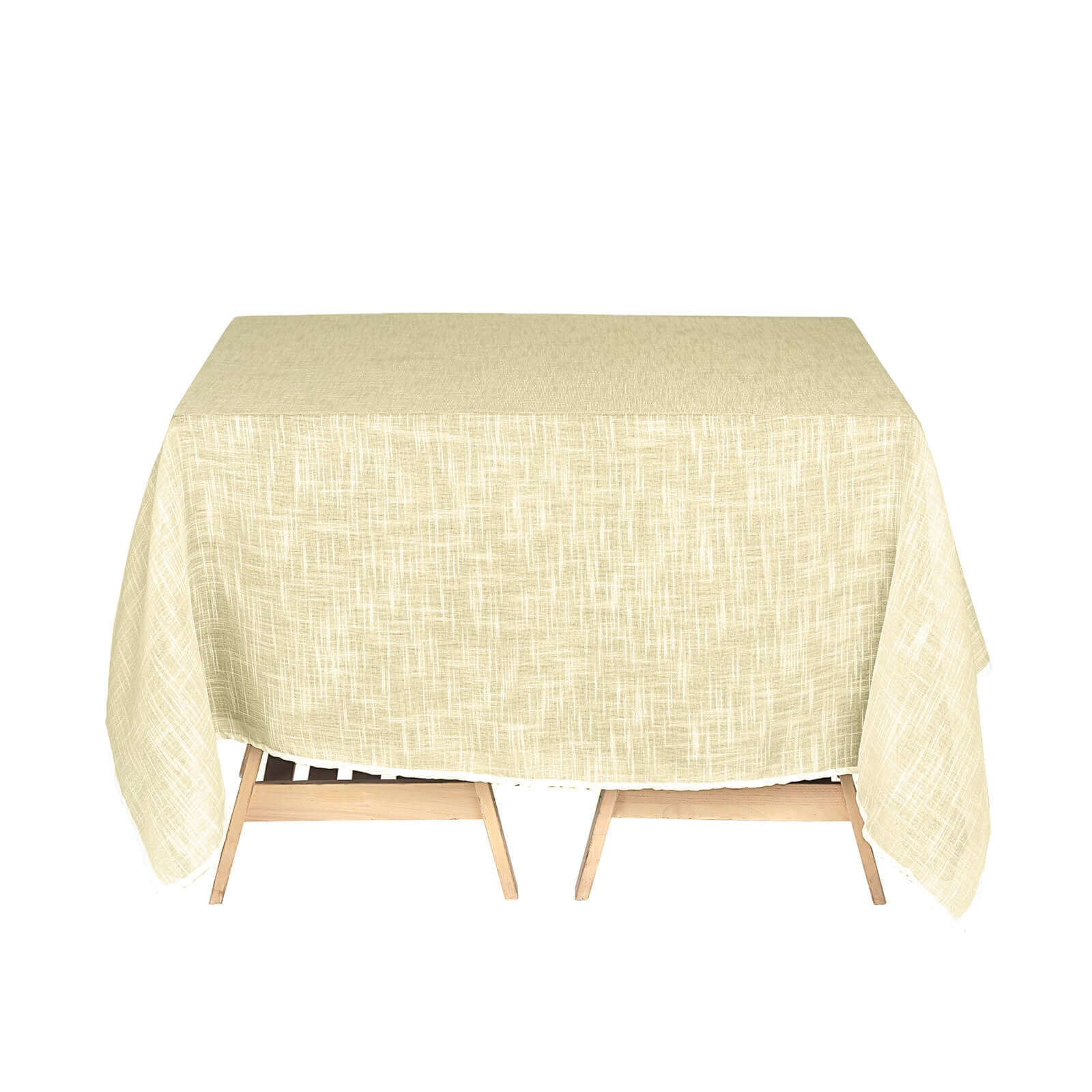 Linen 72"x72" Table Overlay Square Tablecloth Ivory - Slubby Textured Wrinkle-Resistant Design for Stylish Occasions