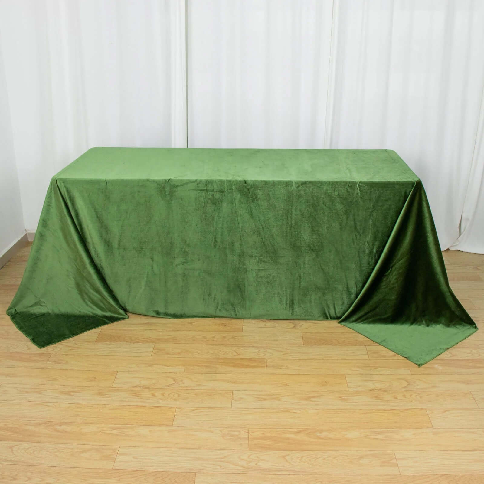 Premium Velvet 90"x132" Rectangle Tablecloth Olive Green - Reusable Soft & Seamless Table Cover