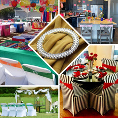 5 Pack Stretch Spandex Chair Sashes Hunter Emerald Green - Reusable Chair Bands with Silver Diamond Ring Slide Buckle 5"x14"