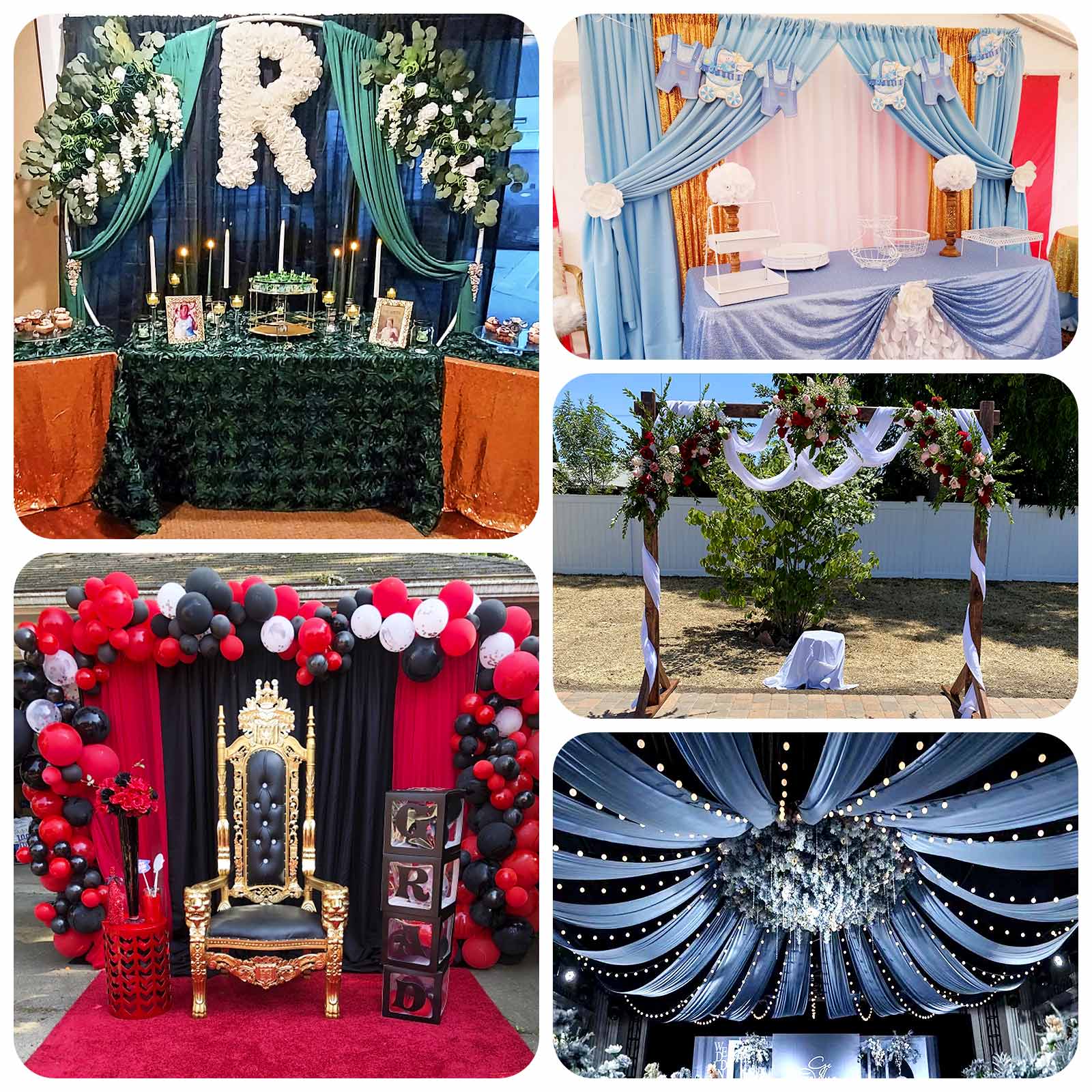 Ivory 4-Way Stretch Spandex Event Curtain Drapes, Wrinkle Free Backdrop Event Panel with Rod Pockets - 5ftx14ft