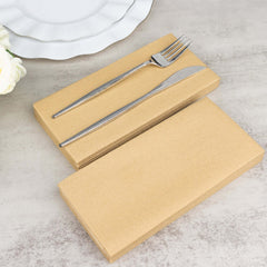 20 Pack Linen-Like Paper 8.5"x4" Napkins Natural - Highly Absorbent & Disposable Airlaid Guest Towels
