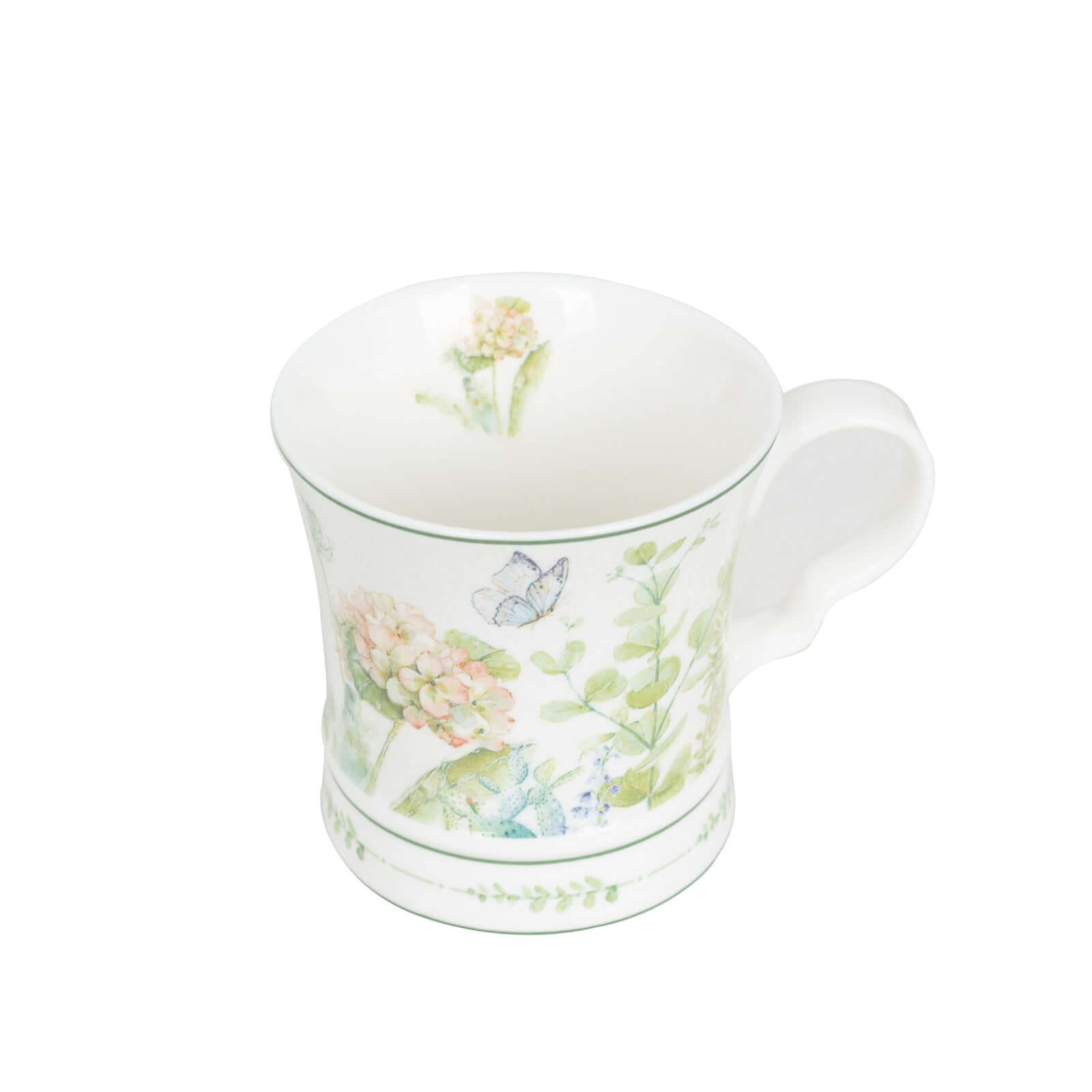 Greenery Theme Bridal Shower Gift Set, 2 Pack Porcelain Tea Cups With Matching Keepsake Gift Box and Satin Ribbon Handle
