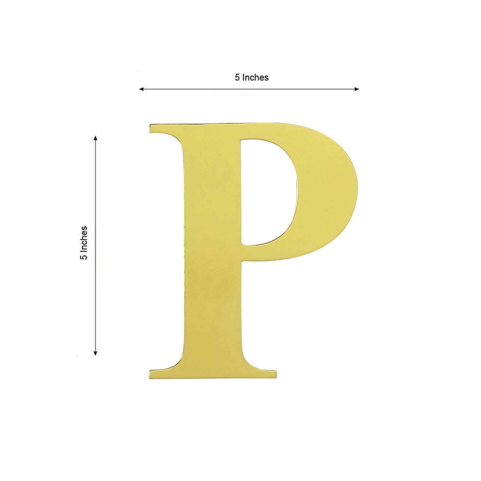 4-Pack Stickers Banner Custom Alphabet "P" Design Gold - Text Stick-On Decorative Letters 5"