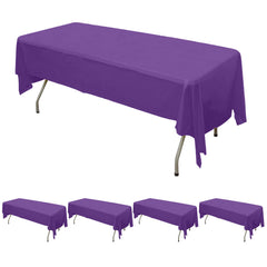 5-Pack Plastic Table Covers Purple Rectangle - Reliable PVC Disposable Covers for Gatherings 54"x108"