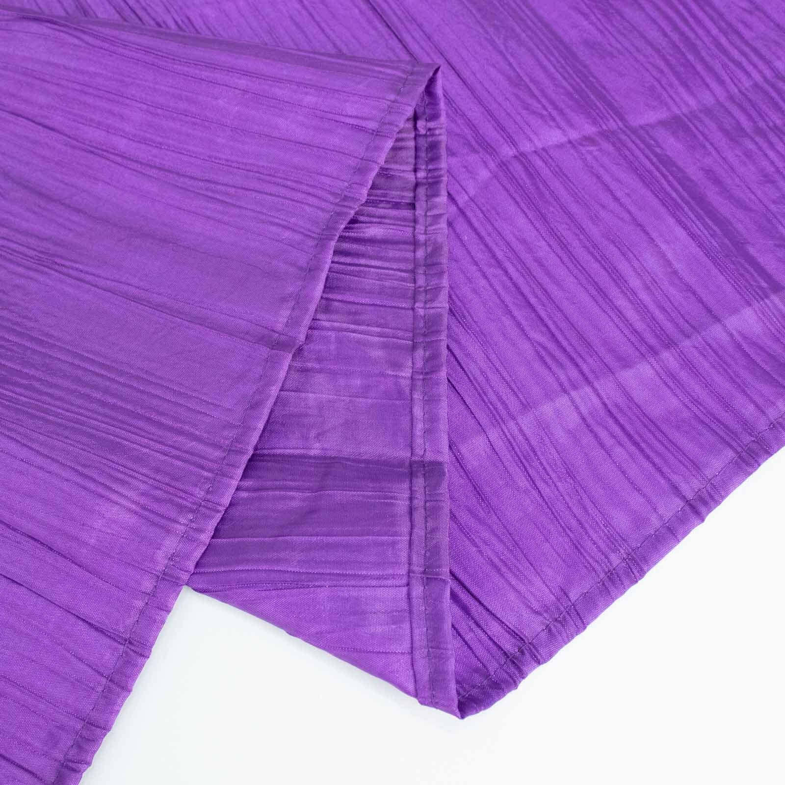 Taffeta 132" Round Tablecloth Purple - Seamless Accordion Crinkle Table Cover