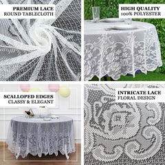 Lace 90" Round Tablecloth Ivory - Premium Design for Versatile Table Decor