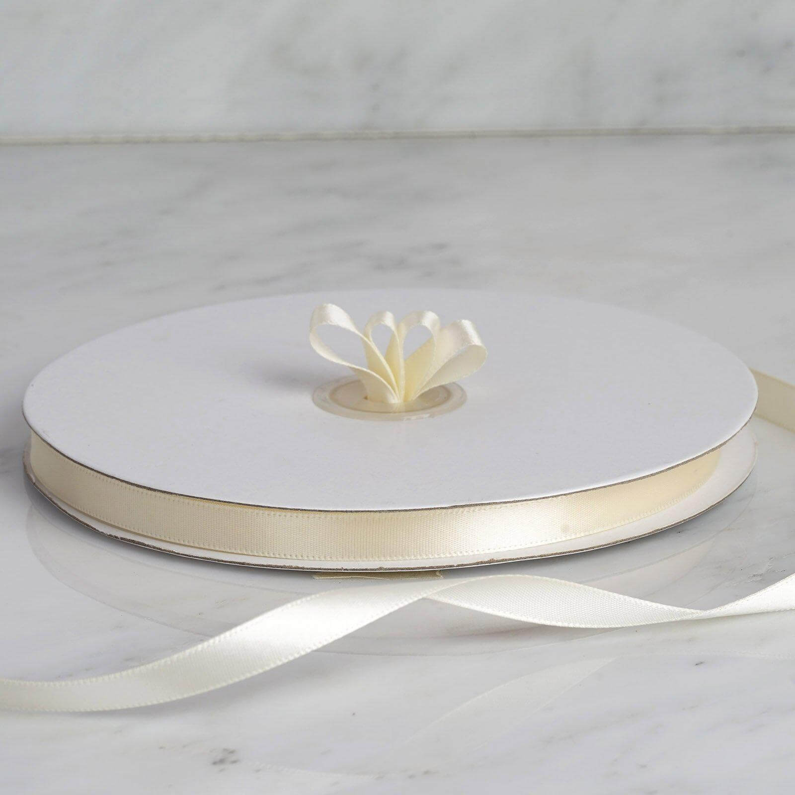 100 Yards 3/8" Ivory Single Face Decorative Satin Ribbon