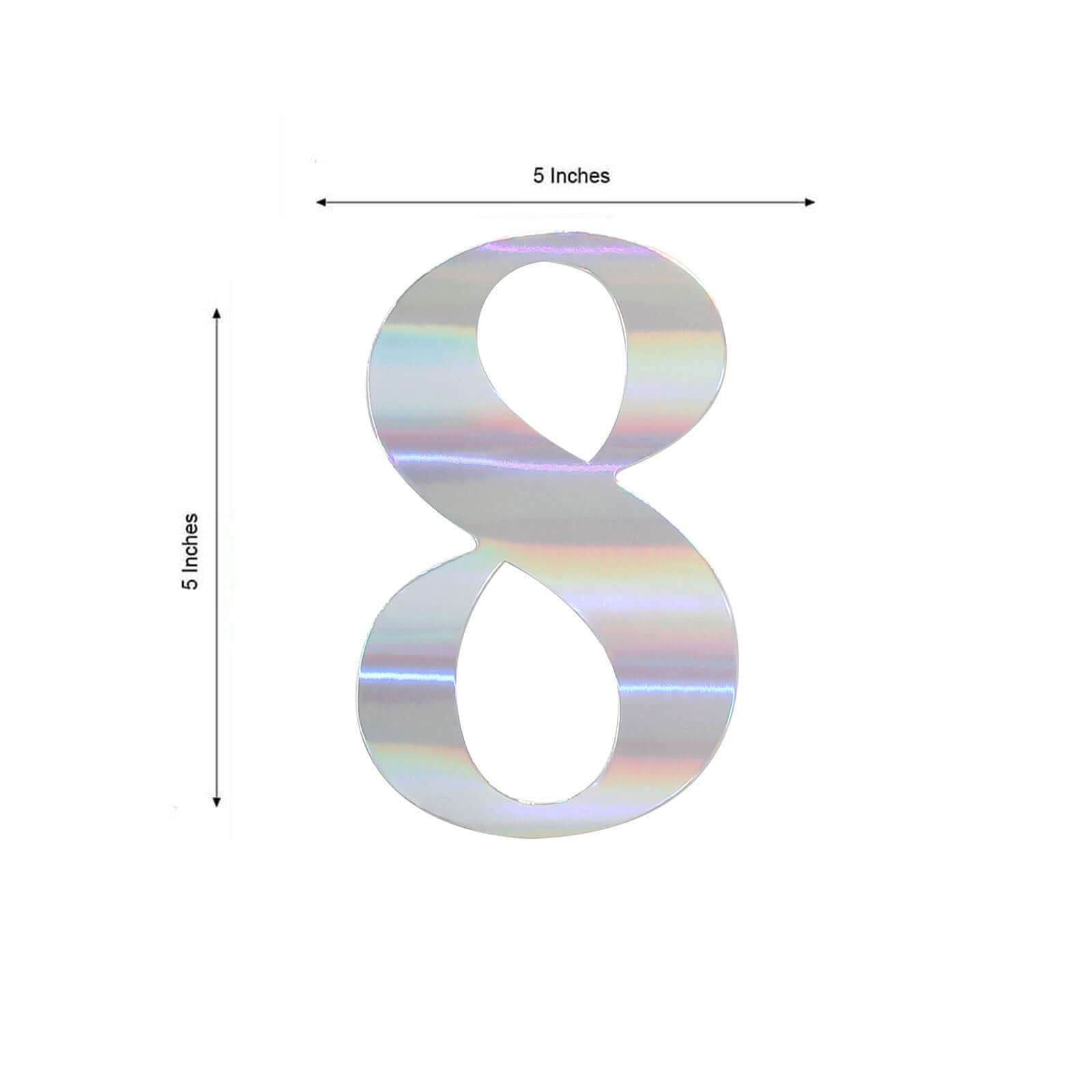 4-Pack Stickers Banner Custom 0-9 Number "8" Design Iridescent - Milestone Age and Date Stick-On Numbers 5"