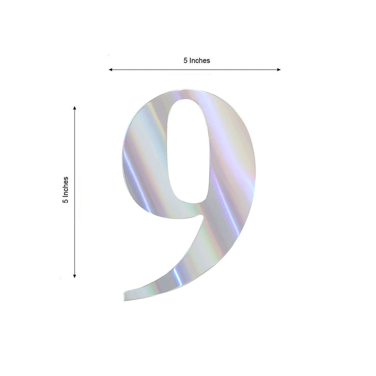 4-Pack Stickers Banner Custom 0-9 Number "9" Design Iridescent - Milestone Age and Date Stick-On Numbers 5"