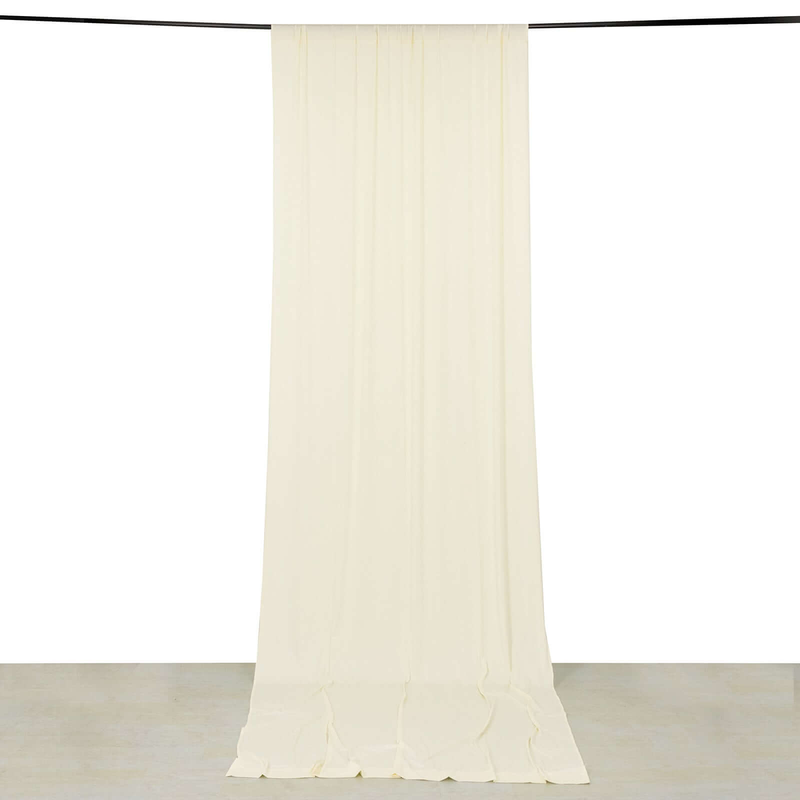 Ivory 4-Way Stretch Spandex Event Curtain Drapes, Wrinkle Free Backdrop Event Panel with Rod Pockets - 5ftx14ft
