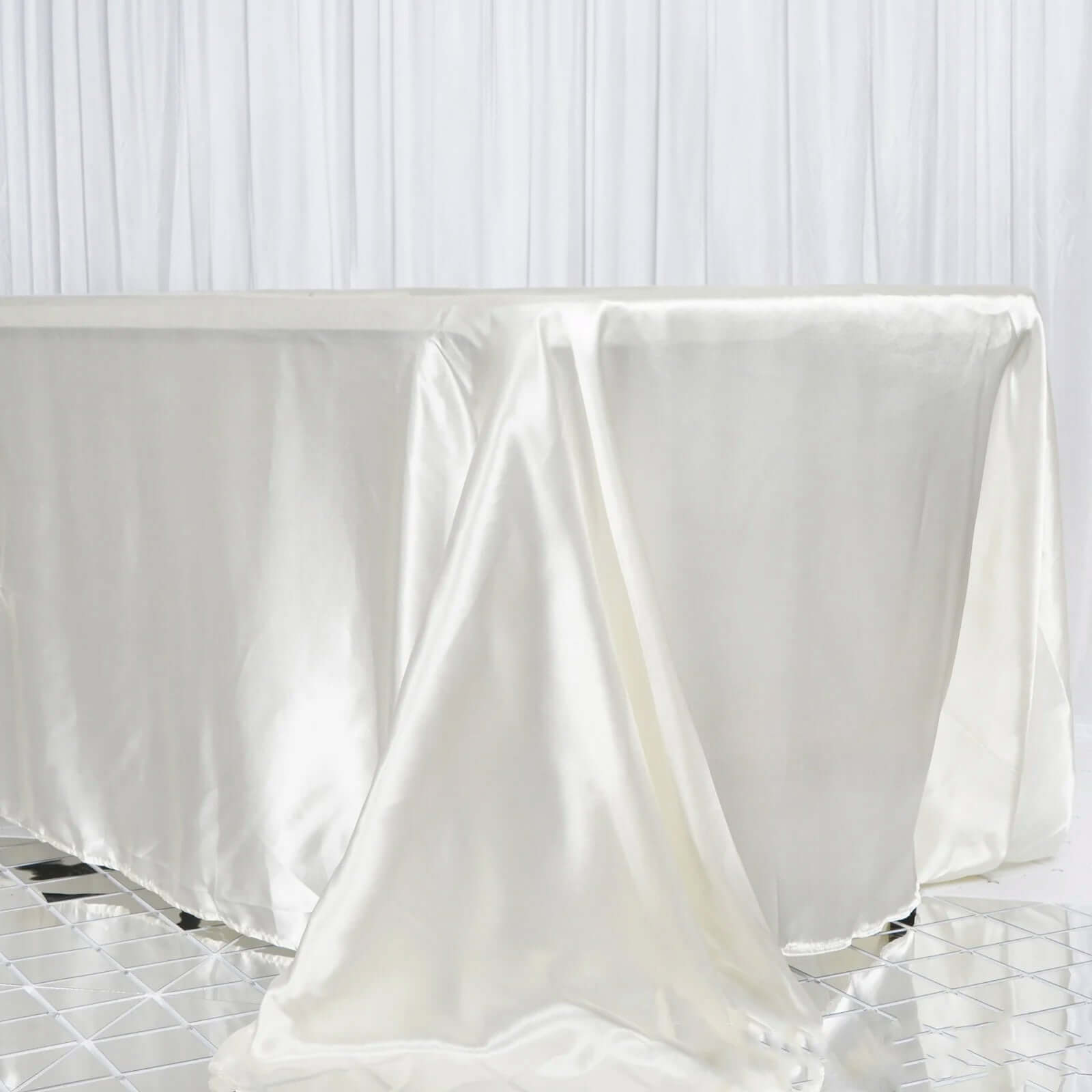 Satin Rectangular 90"x156" Tablecloth Ivory - Seamless Table Cover