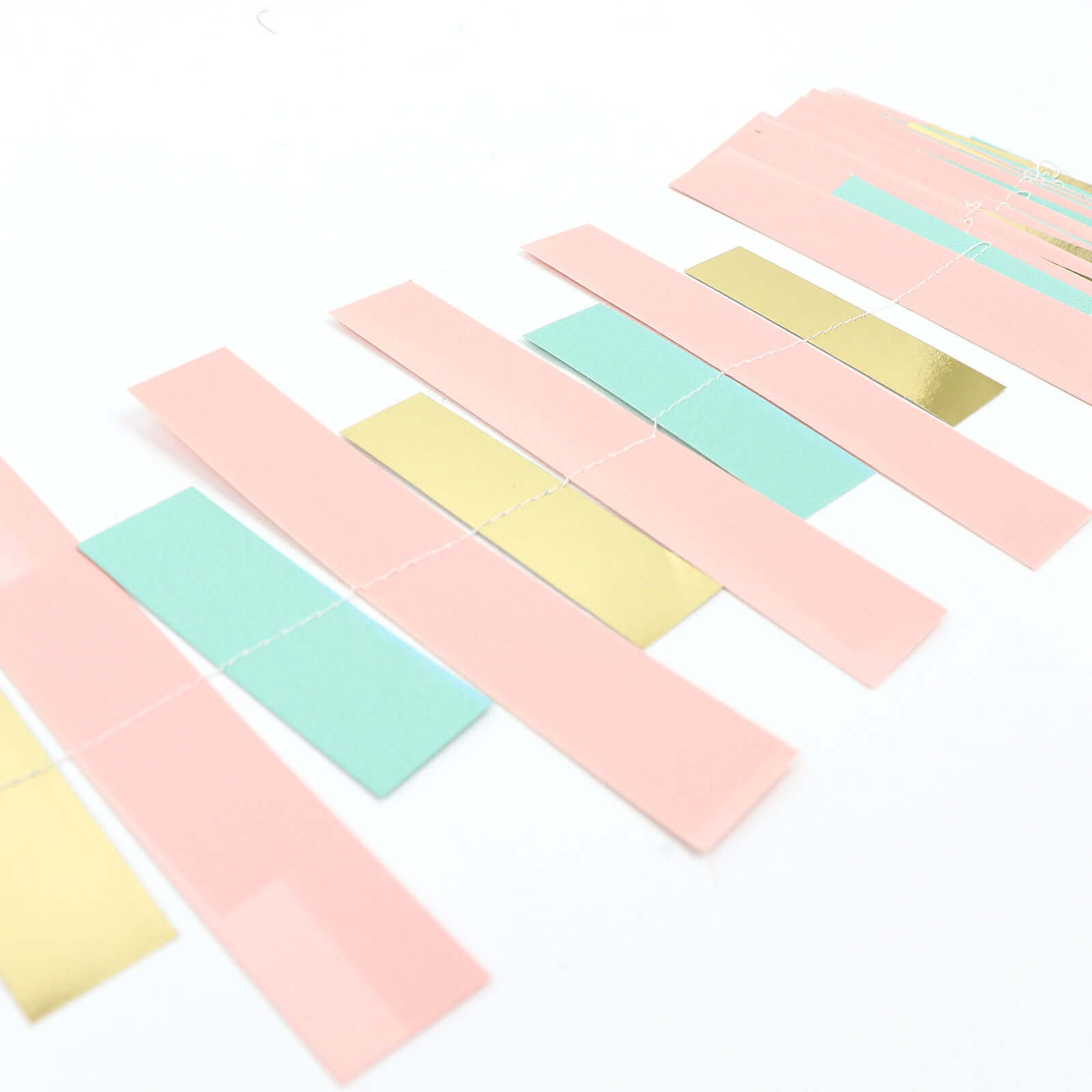 Gold, Blush and Turquoise Confetti-Like Paper Party Garland Streamer, Hanging Backdrop Decoration - 6.5ft