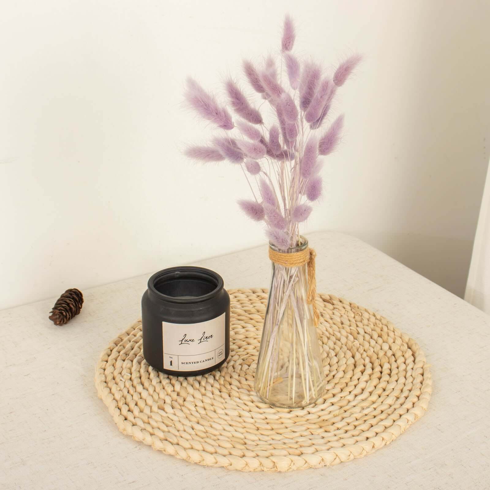 50-Pack Dried Bunny Tail Grass Lavender Lilac - Rustic Chic Lagurus Ovatus Rabbit Tail Ornamental Grass for Modern Farmhouse Decor Event Styling & Floral Displays 15"